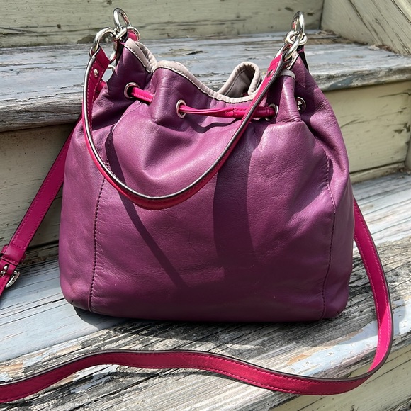Coach Y2K Purple Pink Leather Crossbody Shoulderbag Drawstring Hobo Avery Boho - Picture 5 of 14
